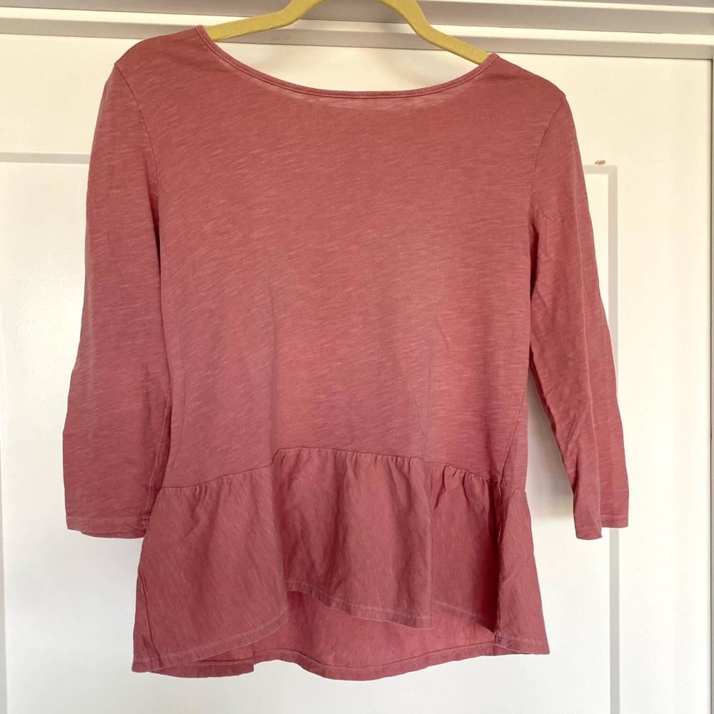 Sonoma Womens Salmon/ Coral/ Pink Long Sleeve T-shirt Babydoll Top Size S